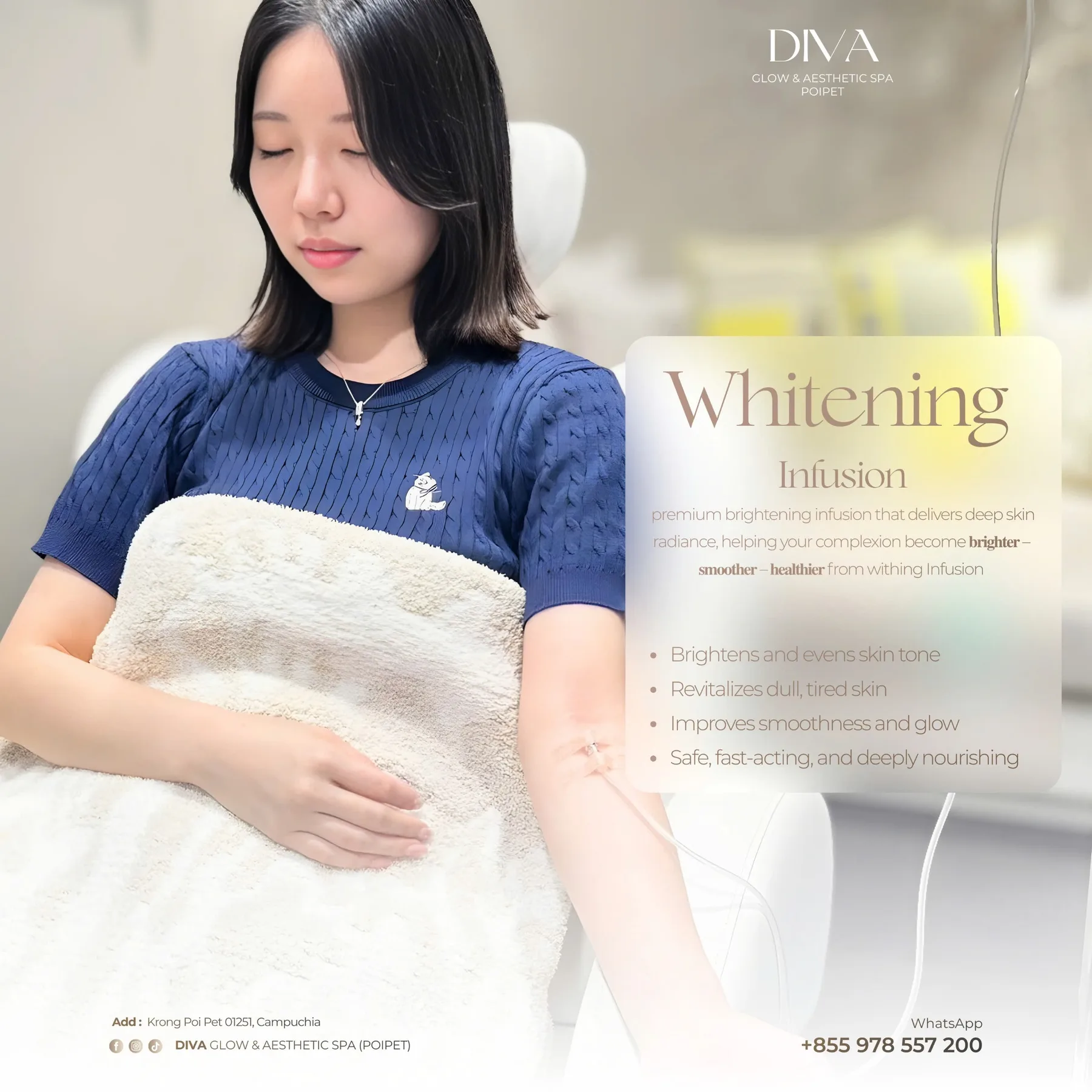 IV Whitening / Gluta Drip at DIVA Skin Clinic Poipet